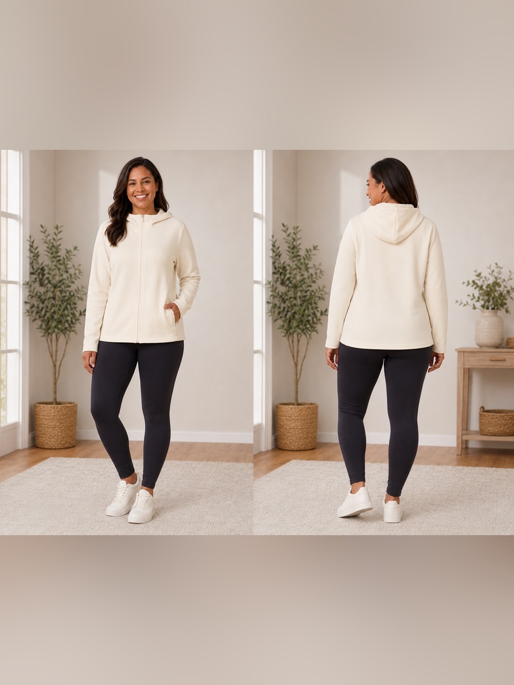 32 Degrees Heat Women’s Cream Hooded Full-Zip Jacket – Size XL NWT